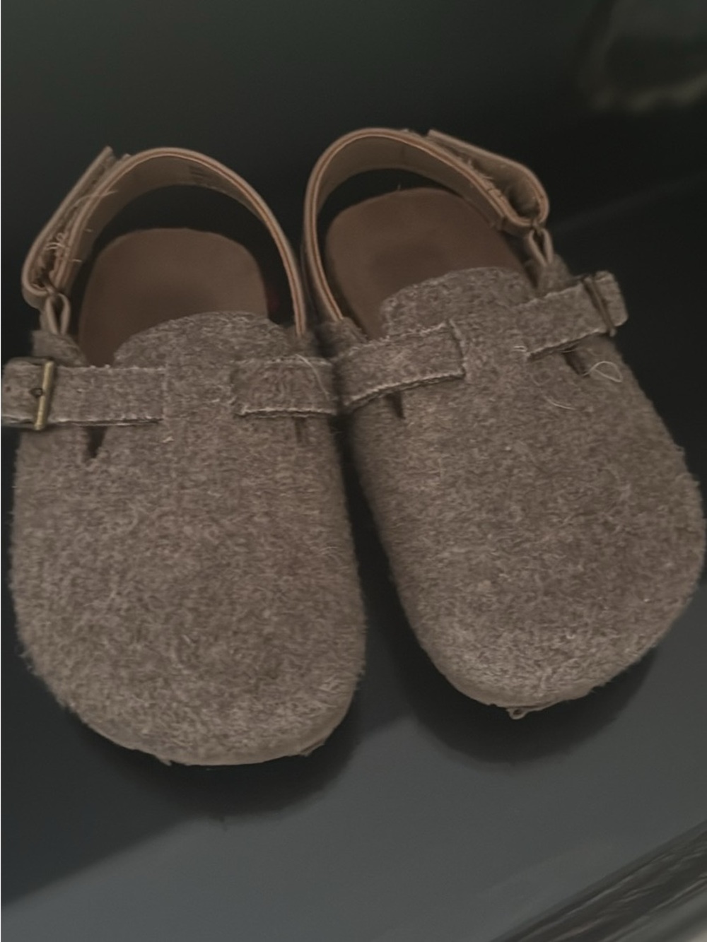 GAP Kids Brown Felt Slip-On Clogs with Ankle Strap